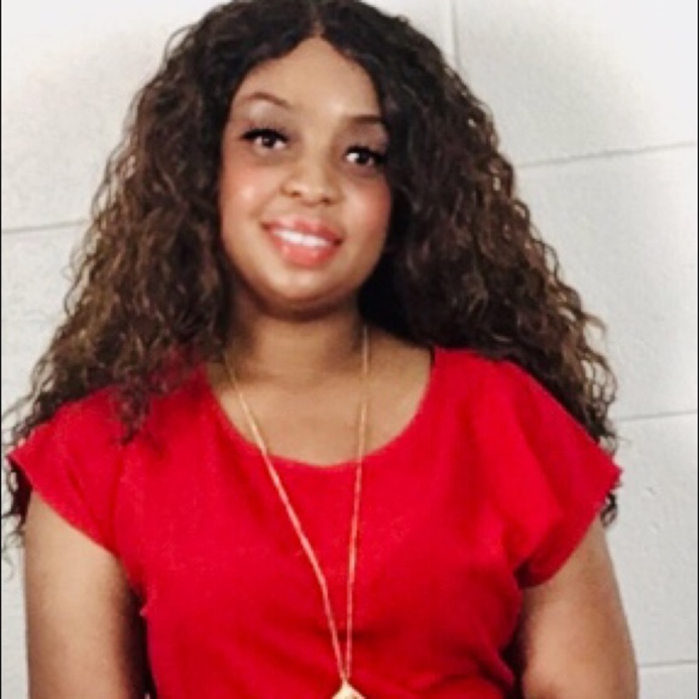 Red blouse with necklace